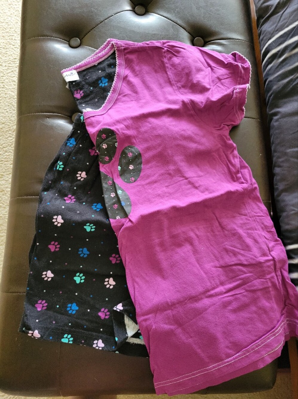 Women Purple Paw Print Tee Set
